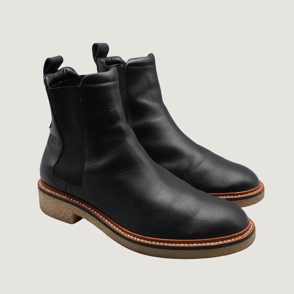Everlane The Chelsea Boot Womens Black Leather Crepe Sole 7.5 Ankle Boot